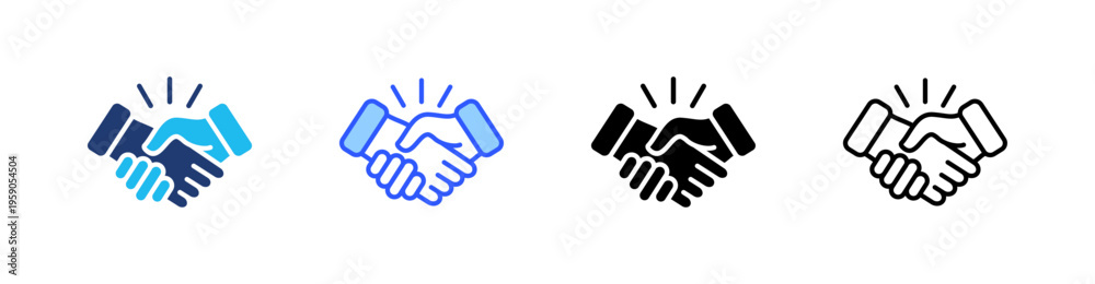 Obraz premium Handshake Multi Style Icon Set Vector 