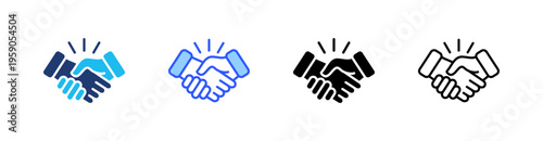 Handshake Multi Style Icon Set Vector 