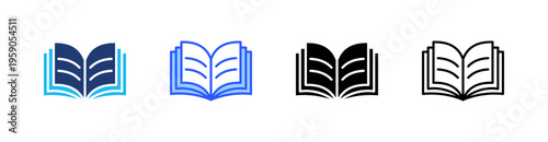Book Multi Style Icon Set Vector 