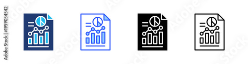 Report Multi Style Icon Set Vector 