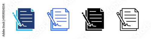 Contract Multi Style Icon Set Vector 
