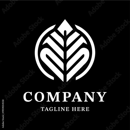 Luxury Abstract Leaf Circle Logo with Elegant Serif Typography