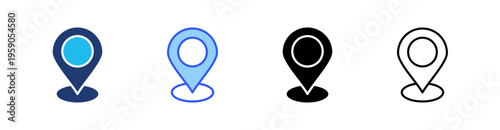 Location Multi Style Icon Set Vector 