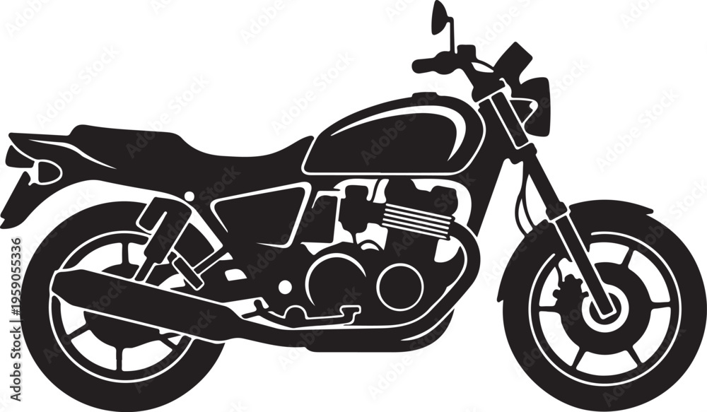 Fototapeta premium Vintage motorcycle vector isolated on Transparent Background