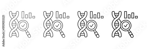 Genome Sequencing Icons Vector Set In Different Stroke Line Style