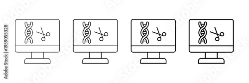 Crispr Technology Icons Vector Set In Different Stroke Line Style