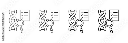 Genetic Testing Icons Vector Set In Different Stroke Line Style