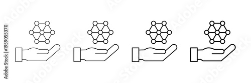 Molecular Biology Icons Vector Set In Different Stroke Line Style