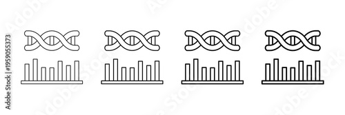 Dna Sequencer Icons Vector Set In Different Stroke Line Style
