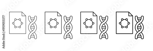 Genome Mapping Icons Vector Set In Different Stroke Line Style