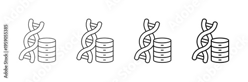 Genome Database Icons Vector Set In Different Stroke Line Style
