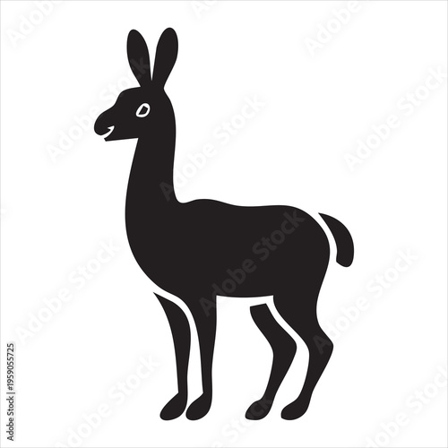 Stylized Llama Illustration Black Silhouette Andes Animal