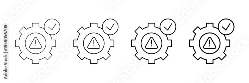 Incident Management System Icons Vector Set In Different Stroke Line Style