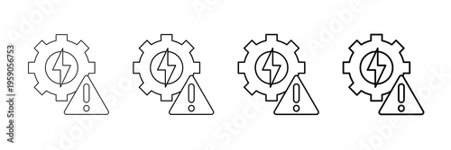 Critical Incident Icons Vector Set In Different Stroke Line Style