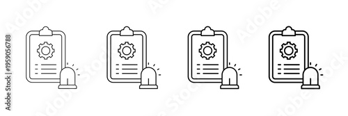Emergency Response Plan Icons Vector Set In Different Stroke Line Style