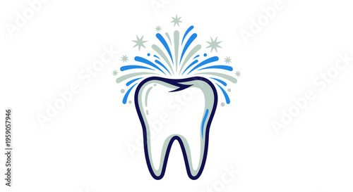 Sparkling White Tooth Design for Dental Clinic, Health, and Oral Care Concepts
