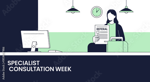 Specialist Consultation Week Concept, Referral, Business, Illustration, And Minimalist Design