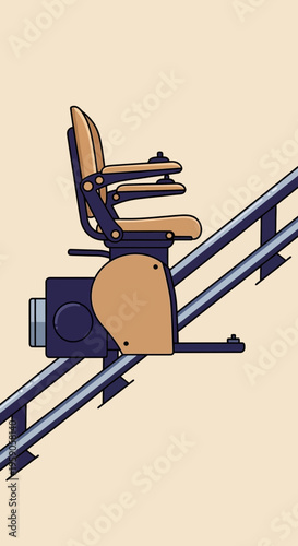 Stairlift Illustration Depicting Accessibility and Mobility Solution for Residential Buildings