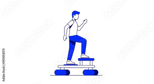 Stepping Up: Athletic Individual Performing Aerobic Exercise on a Platform