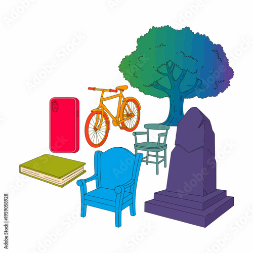 Colorful Objects Under Tree