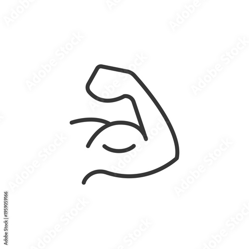 Black Line Drawing of Flexed Bicep Arm Muscle.