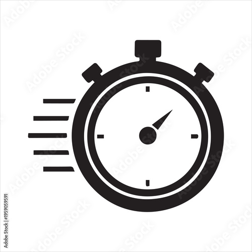 Fast time stop watch icon on white background