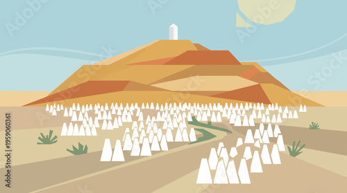 Large Group of White Desert Pilgrims.