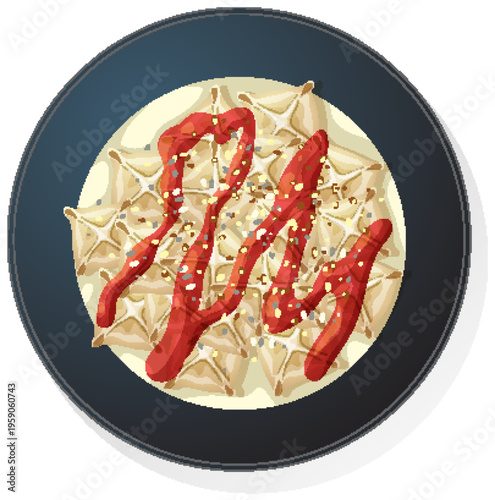 Turkish Manti Dumplings with Tomato Sauce on Black Plate