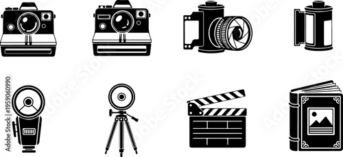 Photography and Cinematography Equipment Icon Set