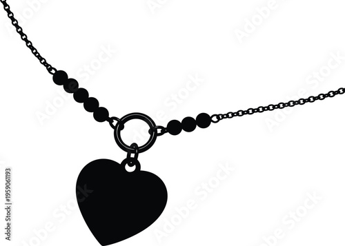 Elegant Heart Pendant Necklace Vector Minimal Jewelry Love Symbol Isolated on White Background