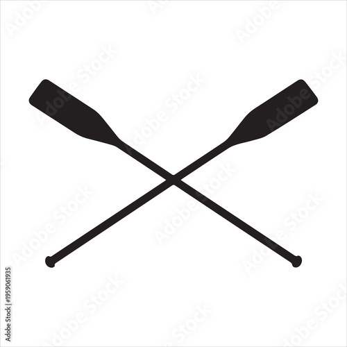 Crossed oars silhouette on white background