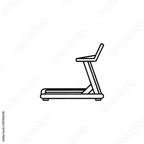 Simple Line Drawing of Fitness Treadmill Exercise Machine.