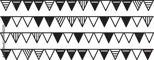 black and white triangle pennant banner flags pattern