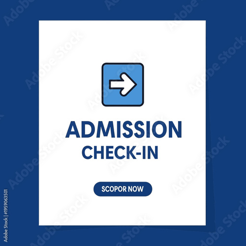 Streamlined Admission Check-In Icon Design for Digital Platforms and Online Registration