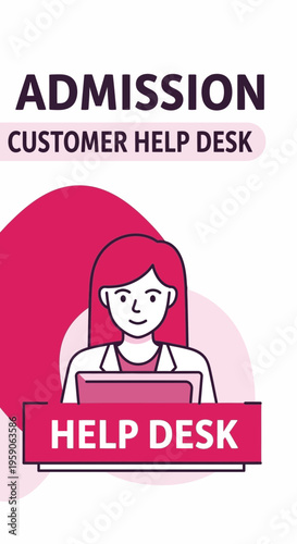 Streamlined Admission Support Services: Digital Customer Help Desk Illustration for Education