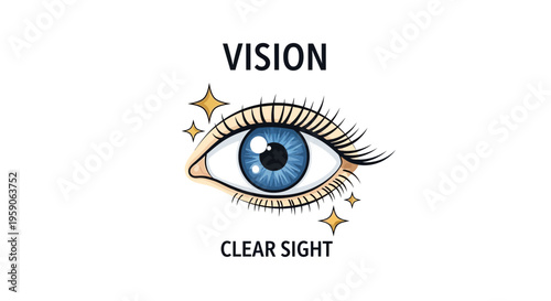 Stunning Illustration Of A Human Eye with Brilliant Blue Iris and Sparkling Details