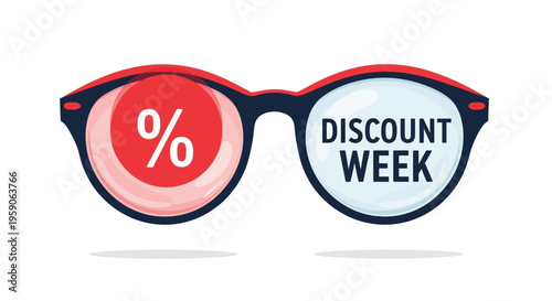 Stylish Discount Week Conceptualized With Trendy Eyeglasses Design For Marketing