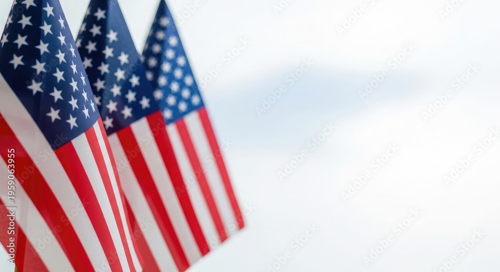 Fototapeta premium Memorial day tribute with american flags waving