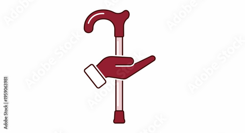 Supporting Hand and Cane Symbolize Assistance and Mobility for Seniors with Ease