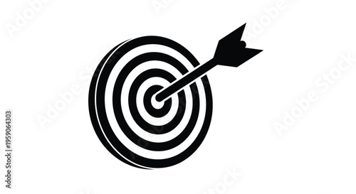 Black target, dartboard, bullseye icon, vector arrow