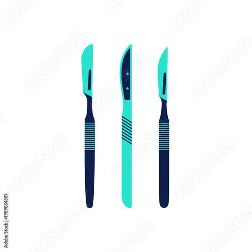 Surgical Scalpel Illustrations in Minimalist Style Depicting Medical Instruments for Healthcare