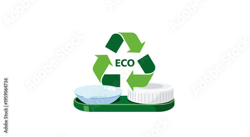 Sustainable Eyecare: Contact Lens Recycling Depicted With Eco Symbol for a Green Future