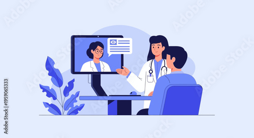 Telemedicine Consultation: Healthcare Professionals Discussing Patient's Condition Via Digital
