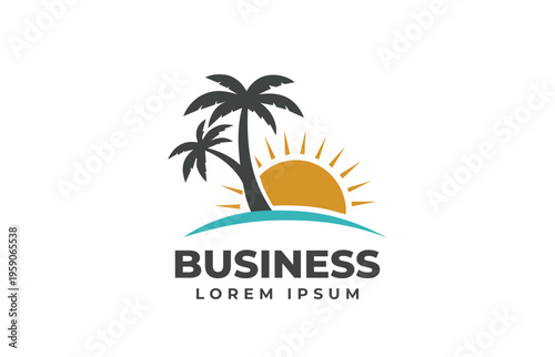 Travel tropical beach logo design for business brand.