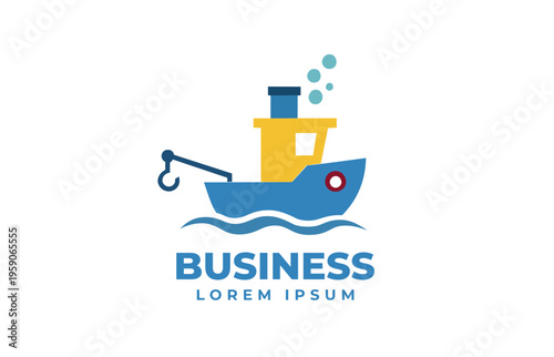 Fishing boat logo design for business brand.