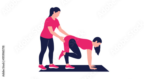Trainer Guiding Woman Through Core Exercise For Improving Stability And Health