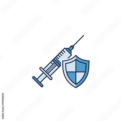 Vaccination and Protection: Illustrative Depiction of Medical Injection Shield Concept
