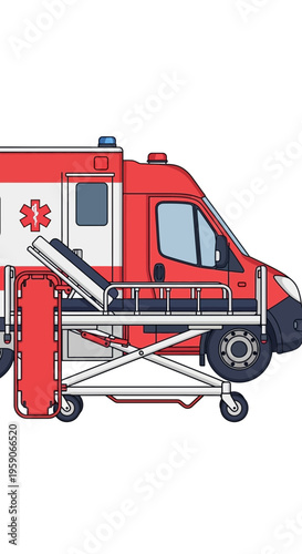 Vibrant Emergency Ambulance Depicting Medical Assistance and Swift Response to Accidents