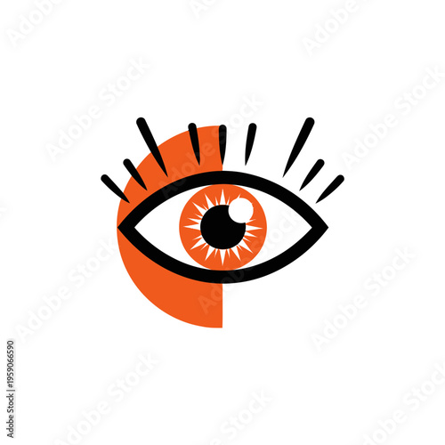 Vibrant Geometric Eye Icon: Creative Design Depicting Vision and Abstract Perception