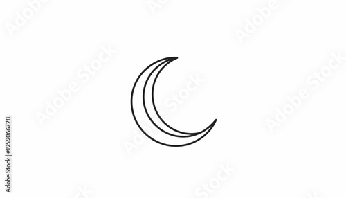 Minimalist Crescent Moon Icon, Simple Line Art, Celestial Body Symbol
